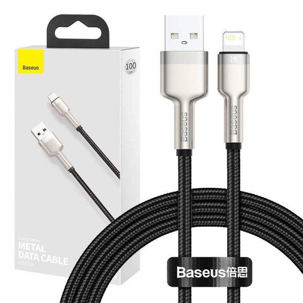 Baseus Cafule USB - Lightning fekete adat- és töltőkábel 2,4A 1m, fekete