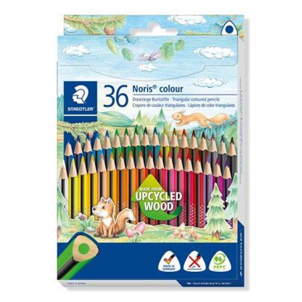 Színes ceruza készlet, háromszögletű, STAEDTLER "Noris Colour
187", 36 különböző szín