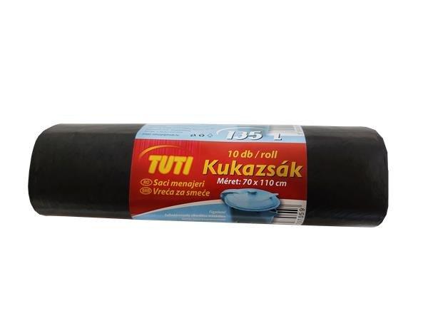 Szemeteszsák, 135 l, 10 db, 70x110 cm, 17 µ, TUTI, fekete