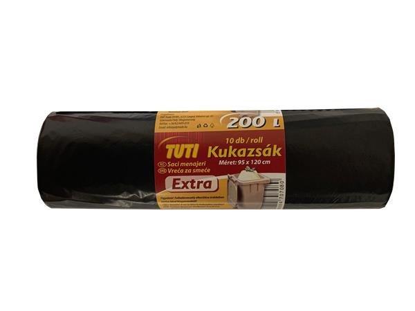 Szemeteszsák, extra erős, 200 l, 10 db, 95x120 cm, 32 µ, TUTI
"Extra", fekete