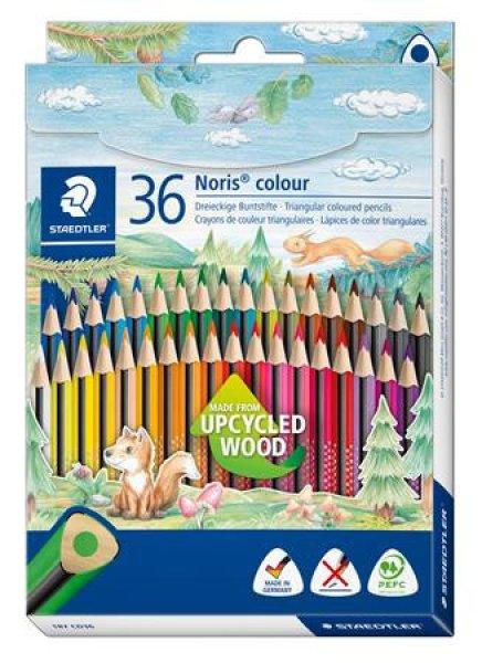 Színes ceruza készlet, háromszögletű, STAEDTLER "Noris Colour
187", 36 különböző szín