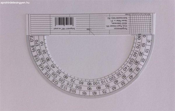 Szögmérő, papír, 180 fokos
