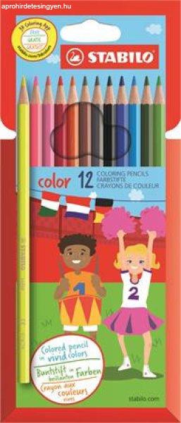 Színes ceruza készlet, hatszögletű, STABILO "Color", 12
különböző szín