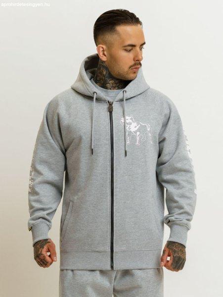 Amstaff Logo 2.0 Ziphoodie - grau/weiß