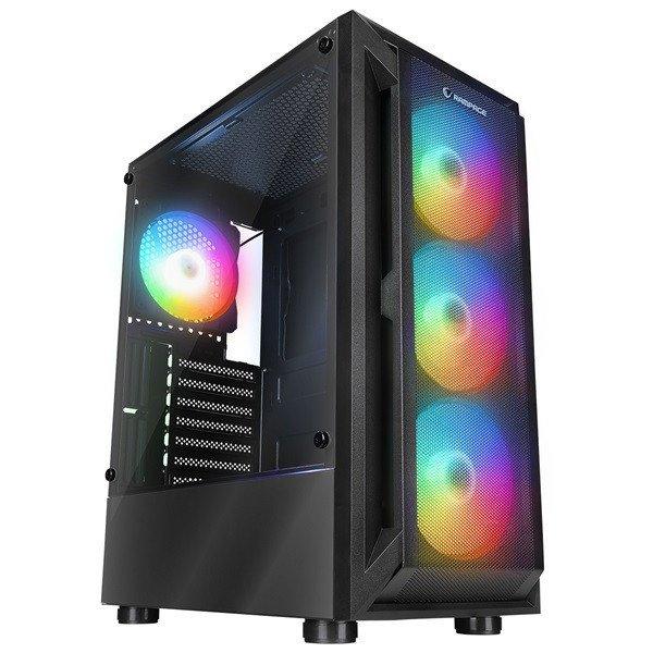 Rampage Számítógépház - SHIVA (fekete; ablakos; ATX/Micro ATX/Mini-ITX;
alsó táp; 4x120mm LED)