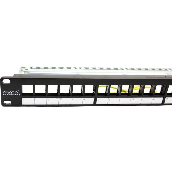 Moduláris 24 portos patchpanel 1U, fekete EXCEL 100-095