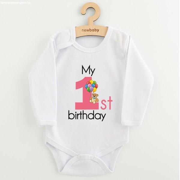 Baba body nyomtatással New Baby My first birthday pink