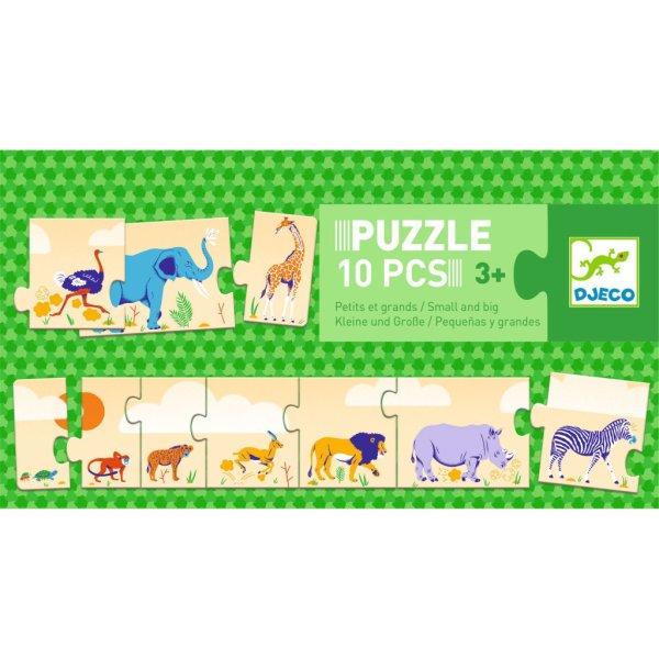 Sorozatkirakó puzzle - Kicsi és nagy, 10 db-os - Smal and big