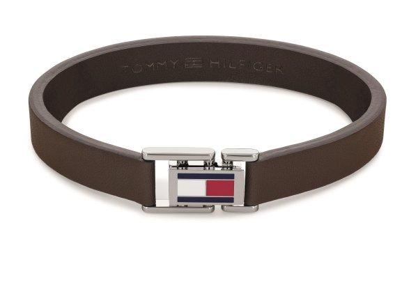 Tommy Hilfiger Barna bőr karkötő acél csattal 2790430