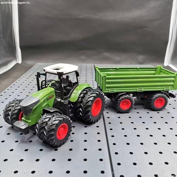 Élethű 42cm-es Farm Traktor Játékkészlet Pótkocsival