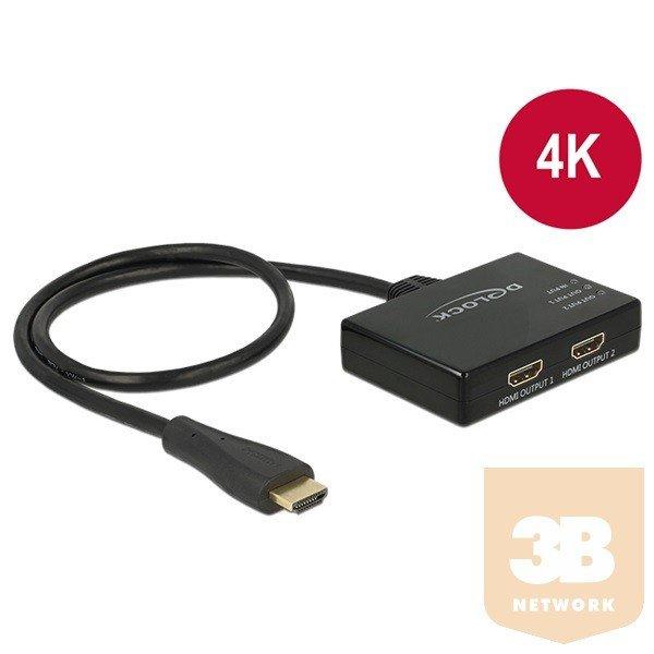 DELOCK Splitter HDMI 1x HDMI in 2x HDMI out 4K, 60cm kábellel