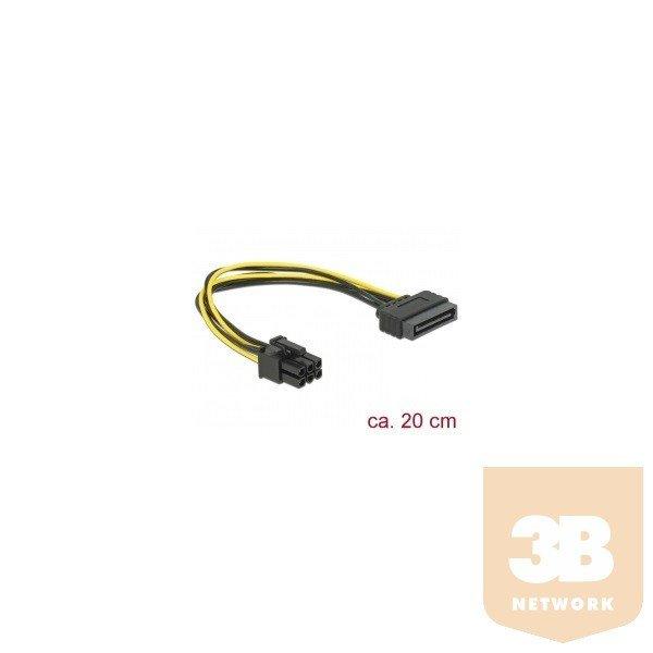 Delock 82924 kábel, táp SATA 15 pin > 6 pin PCI Express