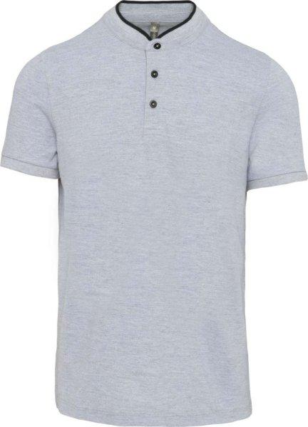 Férfi mandarin galléros rövid ujjú póló, Kariban KA223, Oxford
Grey/Black-L