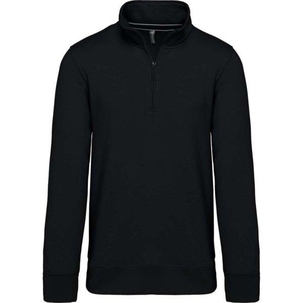 Férfi galléros 1/4 cipzáros pulóver, Kariban KA487, Black-XL