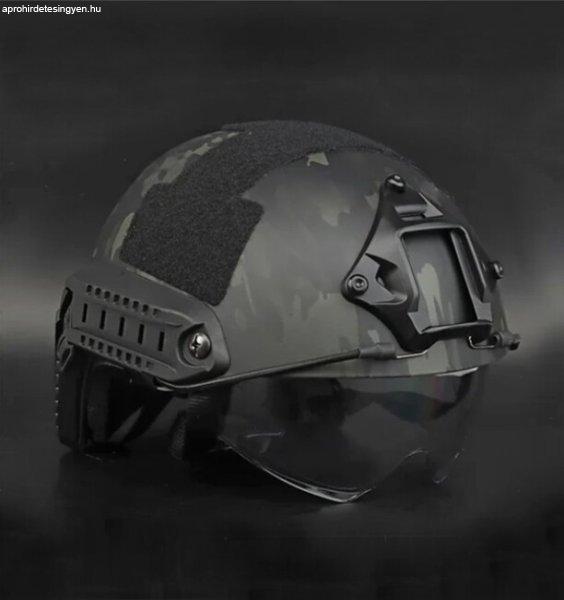 DRAGOWA Tactical Tactical Helmet Fast MH szemüveggel Charger, CP fekete