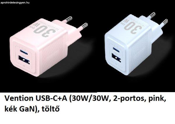 Vention USB-C+A (30W/30W, 2-portos, GaN), töltő