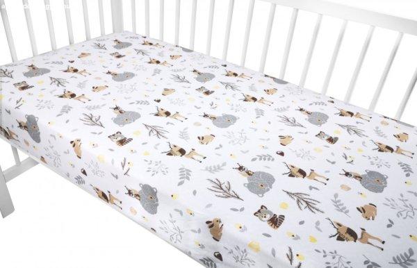 Baby Shop pamut,gumis lepedő 60*120 cm - bézs erdei barátok