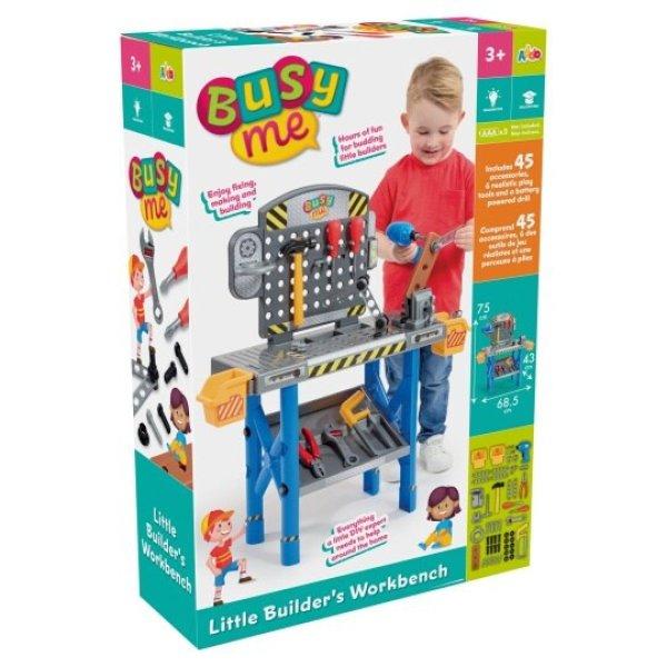 Addo Play Busy Me Plastic Workbench, műanyag játék munkapad, 45 részes
gyermek szerelőasztal 6 szerszámmal + elemes fúróval 68 x 75 x 43 cm