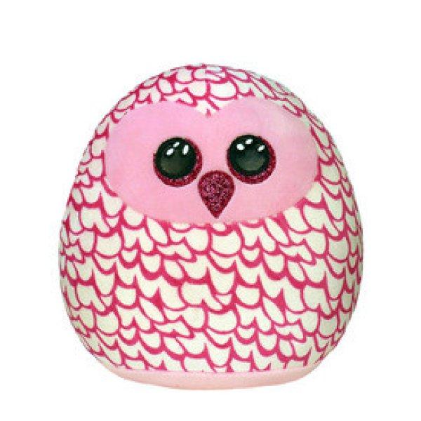 Ty Squish-a-Boos párna alakú plüss figura PINKY, 22 cm - rózsaszín bagoly