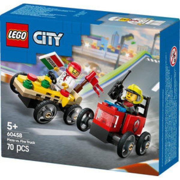 LEGO City Great Vehicles 60458 Pizzásautó vs. tűzoltóautó, versenyautós
csomag