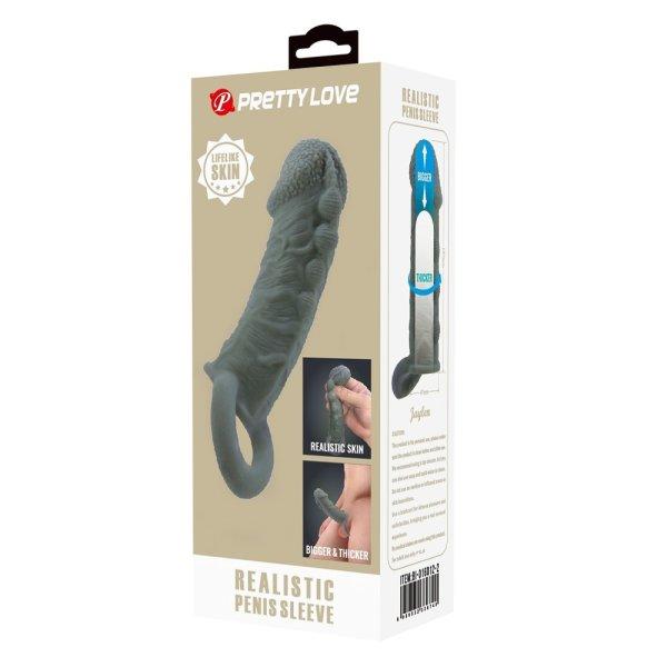  Pretty Love Realistic Penis Sleeve Black I 