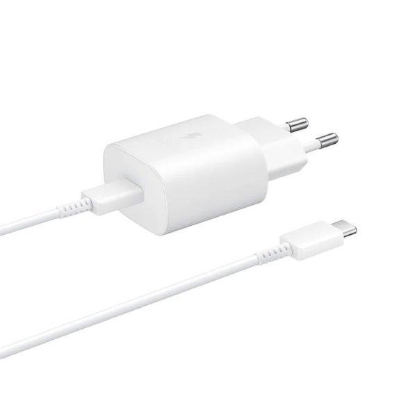 Gyorstöltő Samsung 25W USB-C kábellel, fehér (OOB Bulk)