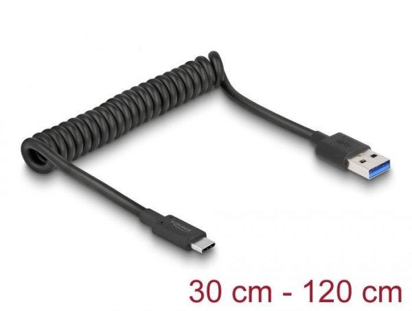 DeLock USB 3.1 Gen 2 Coiled Cable Type-A to Type-C Black