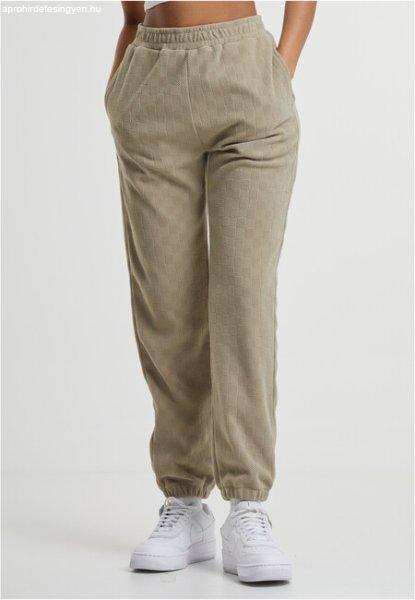 Urban Classics Ladies Jacquard Velvet Sweatpants unionbeige