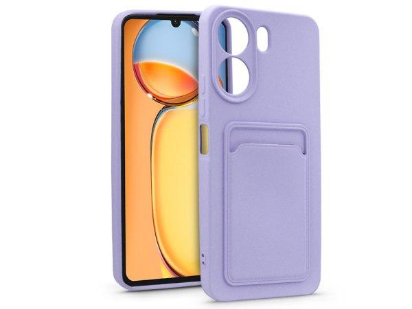 Xiaomi Redmi 13C szilikon hátlap kártyatartóval - Card Case - lila