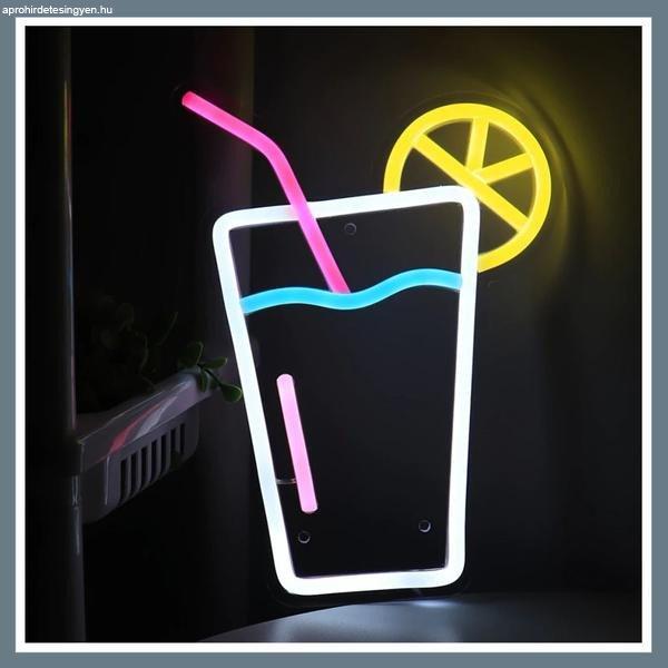 Fali dekoráció, LED neon lámpa - Koktél UJA5504
