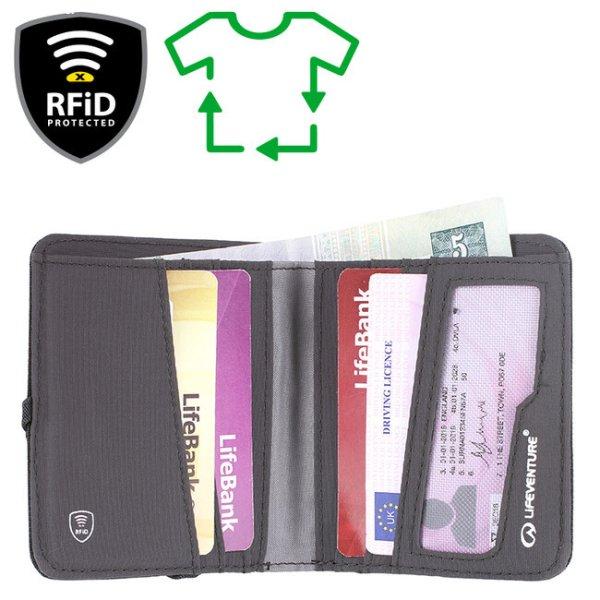 Lifeventure RFiD kompakt pénztárca újrahasznosított, szürke