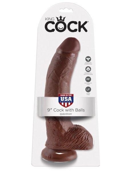 9" Cock with Balls Brown