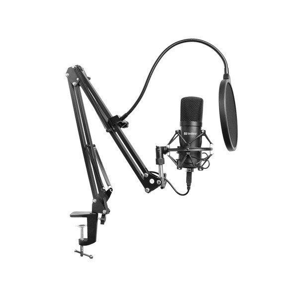 Sandberg Mikrofon - Streamer USB Microphone Kit (fekete; USB; Pop-filter;
lökés-csillapító; állítható asztali tartókar)