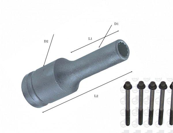 Gépi dugókulcs fej 1/2" hosszú 12 szögű 10 mm