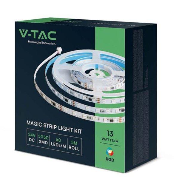 Magic RGB LED szalag szett: 5m beltéri 5050-60 RGB szalag + tápegység + 28
gombos távirányító + Smart Wifi