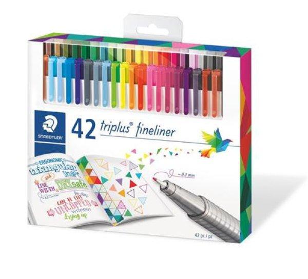 Tűfilc készlet, 0,3 mm, STAEDTLER "Triplus 334", 42 különböző
szín