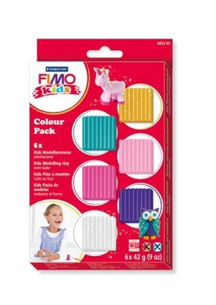 Gyurma készlet, 6x42 g, égethető, lányoknak, FIMO "Kids Color
Pack", 6 különböző szín