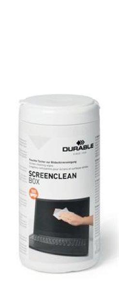 Tisztítókendő, képernyőhöz, 100 db, DURABLE "SCREENCLEAN® BOX
100"