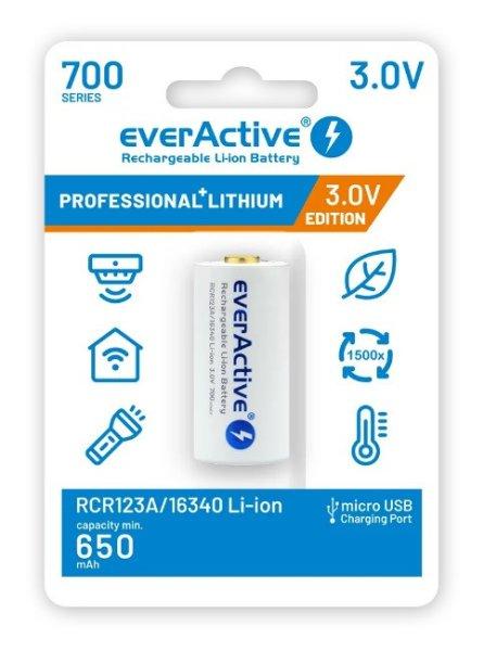 everActive 16340 (cr123) 3V Li-ion 700mAh - micro USB