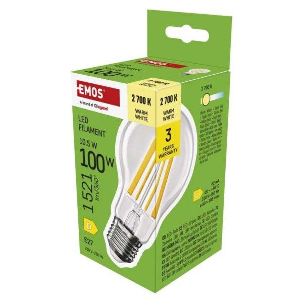 EMOS LED Filament izzó A60 / E27 / 10,5 W (100 W) /1521 lm / Meleg fehér
ZF5D62