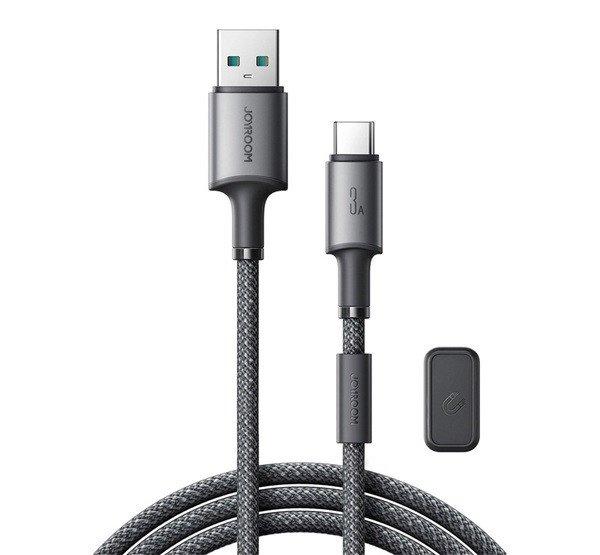 JOYROOM UNLIMITED adatkábel (USB - Type-C, 3A, gyorstöltő, 120cm + mágneses
kábelrendező) SZÜRKE