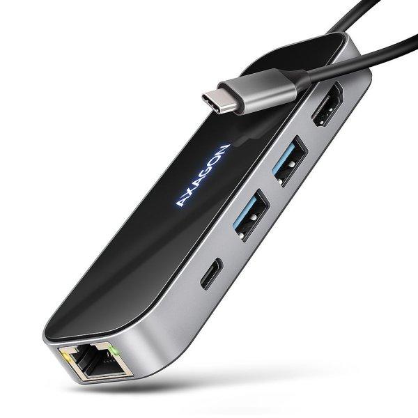 AXAGON HMC-6GLN USB-C 5Gbps Glass 6in1 hub Black