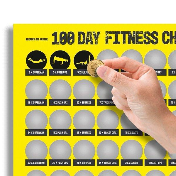 100 napos fitnesz kihívás kaparós poszter