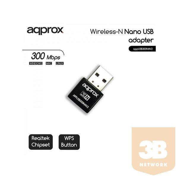 APPROX Hálózati Adapter - USB, nano, 300 Mbps Wireless N (802.11b/g/n)