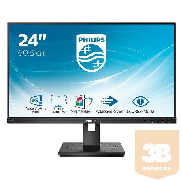 Philips IPS monitor 23,8" - 242S1AE/00 1920x1080, 16:9, 250 cd/m2, 4ms,
VGA, DVI, HDMI, DisplayPort hangszóró, áll. mag.