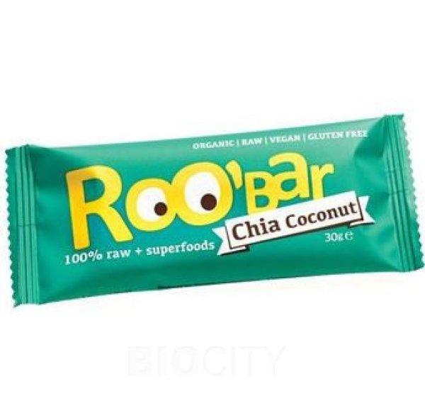 Roobar 100% raw bio gyümölcsszelet chia mag-kókusz 30 g