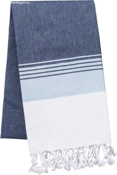 Uniszex mosott hatású csíkos fürdőlepedő, Kariban KA134, Striped Denim/Sky
Blue-90X170