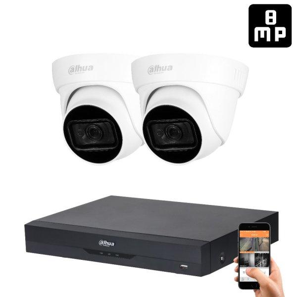 Dahua 2 dome kamerás 8MP 4K kamera rendszer szett 30 méter éjjellátással