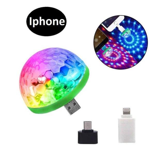 Mini RGB disco gömb - Iphone csatlakozóval