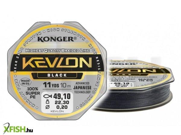 Konger Kevlon Black X4 Fonott Előkezsinór 10m 0,25mm 29,2Kg